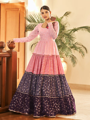 Rajwada Women Designer Multicolor Georgette Semi Stitched Gown