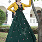 Rajwada Women Designer Green Cotton Semi Stitched Gown