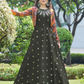 Rajwada Women Designer Olive Cotton Semi Stitched Gown