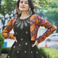 Rajwada Women Designer Olive Cotton Semi Stitched Gown