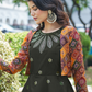 Rajwada Women Designer Olive Cotton Semi Stitched Gown