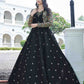 Rajwada Women Designer Black Cotton Semi Stitched Gown