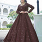 Rajwada Women Designer Maroon Cotton Semi Stitched Gown
