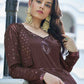 Rajwada Women Designer Maroon Cotton Semi Stitched Gown