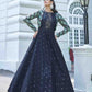 Rajwada Women Designer Blue Cotton Semi Stitched Gown