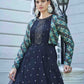 Rajwada Women Designer Blue Cotton Semi Stitched Gown