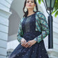Rajwada Women Designer Blue Cotton Semi Stitched Gown