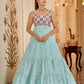 Rajwada Women Designer Sea Green Georgette Semi Stitched Gown
