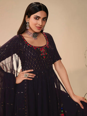 Rajwada Women Classy Violet Georgette Stitched Salwar Suit