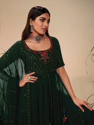 Rajwada Women Classy Green Georgette Stitched Salwar Suit
