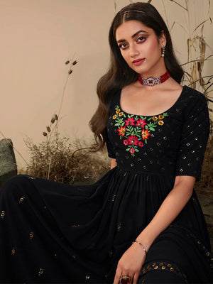 Rajwada Women Classy Black Georgette Stitched Salwar Suit