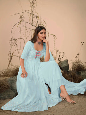 Rajwada Women Classy Blue Georgette Stitched Salwar Suit