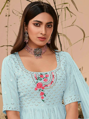Rajwada Women Classy Blue Georgette Stitched Salwar Suit