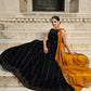 Rajwada Women Designer Black Georgette Semi Stitched Gown