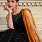 Rajwada Women Designer Black Georgette Semi Stitched Gown