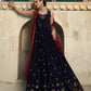 Rajwada Women Designer Dark Blue Georgette Semi Stitched Gown