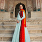 Rajwada Women Designer Sky Blue Georgette Semi Stitched Gown