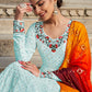 Rajwada Women Designer Sky Blue Georgette Semi Stitched Gown