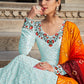 Rajwada Women Designer Sky Blue Georgette Semi Stitched Gown