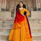 Rajwada Women Classic Yellow Embroidered Semi Stitched Gown