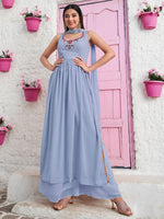 Rajwada - Blue Georgette Embroidered Stitched Salwar Suit