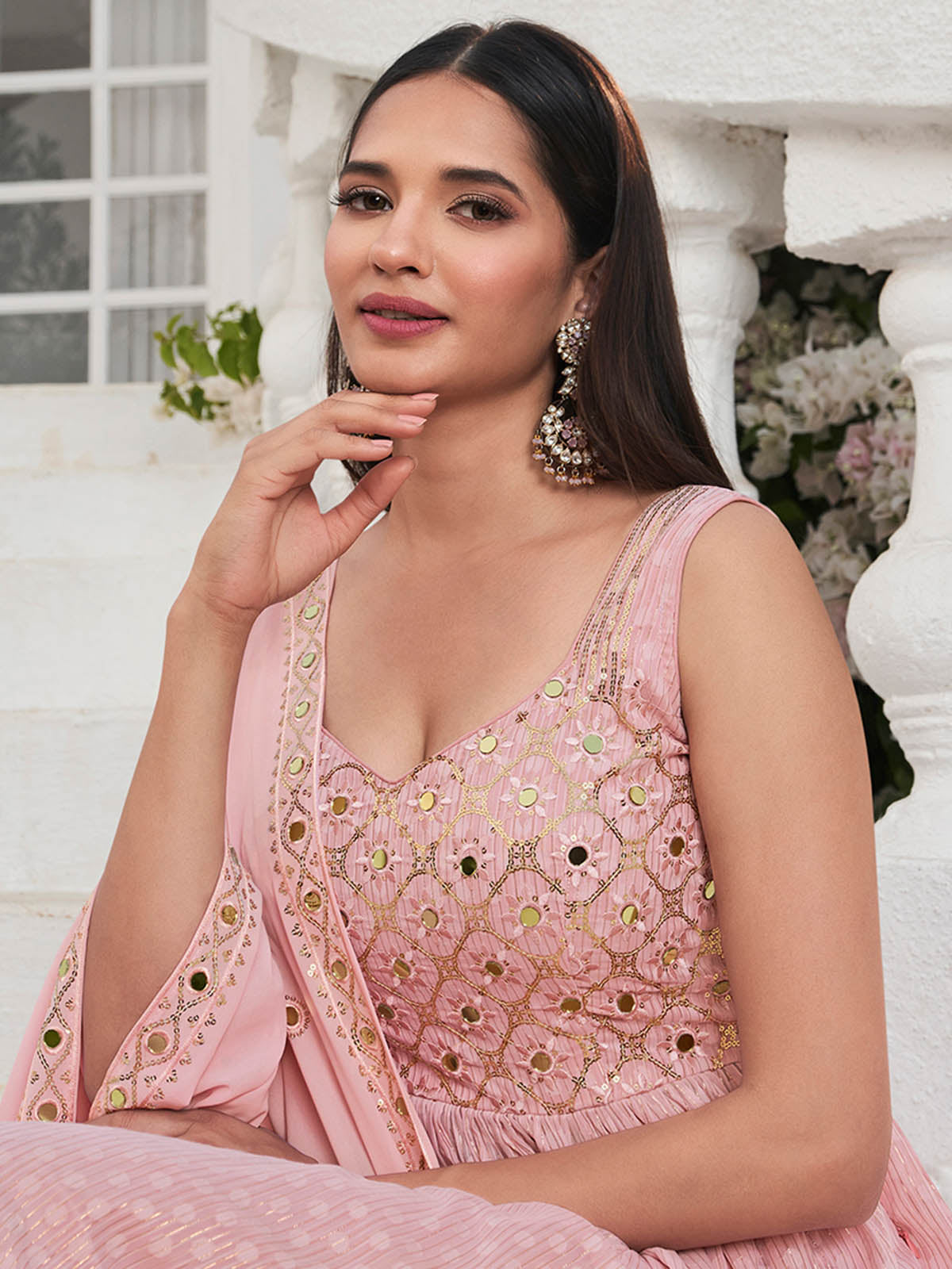 Rajwada - Pink Georgette Embroidered Stitched Salwar Suit