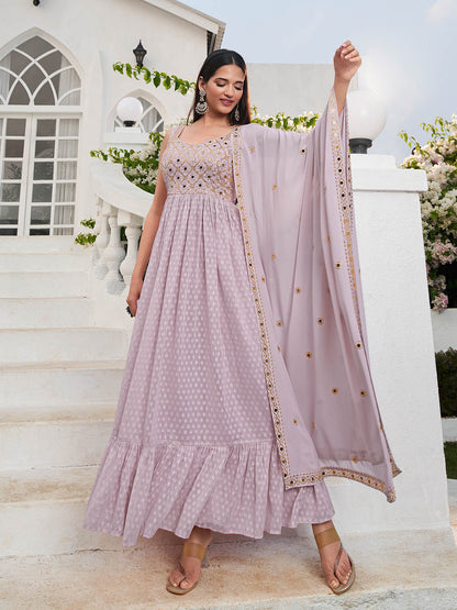 Rajwada - Lavender Georgette Embroidered Stitched Salwar Suit