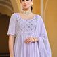Rajwada Women Lavendar Georgette Embroidered Semi Stitched Salwar Suit