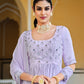Rajwada Women Lavendar Georgette Embroidered Semi Stitched Salwar Suit