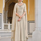 Rajwada Women Beige Georgette Embroidered Semi Stitched Salwar Suit