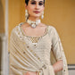 Rajwada Women Beige Georgette Embroidered Semi Stitched Salwar Suit