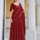 Rajwada Women Maroon Georgette Embroidered Semi Stitched Salwar Suit