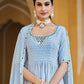 Rajwada Women Blue Georgette Embroidered Semi Stitched Salwar Suit