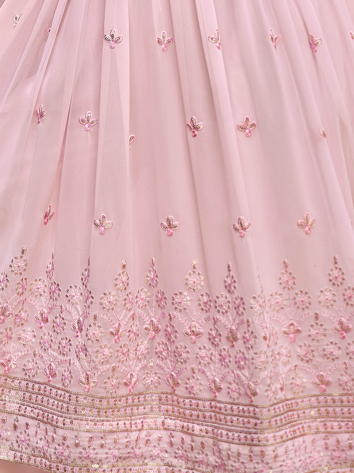 Rajwada - Light Pink Georgette Semi Stitched Palazzo Suit