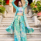 Rajwada - Light Blue Silk Blend Printed Stitched Indo Western Set