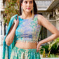 Rajwada - Light Blue Silk Blend Printed Stitched Indo Western Set