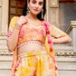 Rajwada - Orange Silk Blend Printed Stitched Indo Western Set