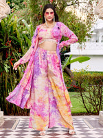 Rajwada - Purple Silk Blend Printed Stitched Indo Western Set