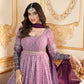 Rajwada Lavender Faux Georgette Metalic Multi Foil Work Stitched Gown With Dupatta For Women