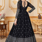 Rajwada Black Faux Georgette Metalic Multi Foil Work Stitched Gown With Dupatta For Women