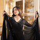 Rajwada Black Faux Georgette Metalic Multi Foil Work Stitched Gown With Dupatta For Women