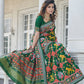 Rajwada Women Festive Designer Green Saree With Unstitched Blouse