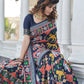 Rajwada Women Festive Designer Dark Blue Saree With Unstitched Blouse