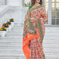 Rajwada Women Festive Designer Orange Saree With Unstitched Blouse