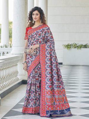 Rajwada Women Festive Designer Blue Saree With Unstitched Blouse