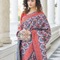 Rajwada Women Festive Designer Blue Saree With Unstitched Blouse