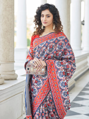 Rajwada Women Festive Designer Blue Saree With Unstitched Blouse