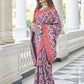 Rajwada Women Festive Designer Purple Saree With Unstitched Blouse