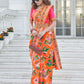 Rajwada Women Festive Designer Orange Saree With Unstitched Blouse
