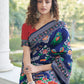 Rajwada Women Festive Designer Dark Blue Saree With Unstitched Blouse
